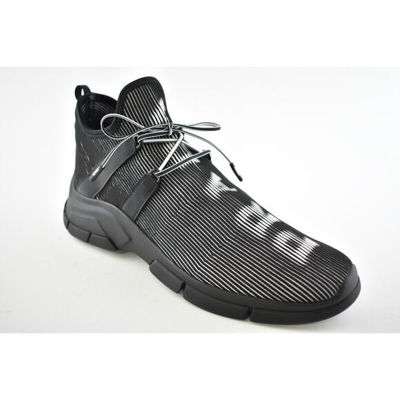 Prada Logo Knit Row Sock Black White Low Flat Trainer Sneaker Men UK 10 US 11 12 - Picture 2 of 12